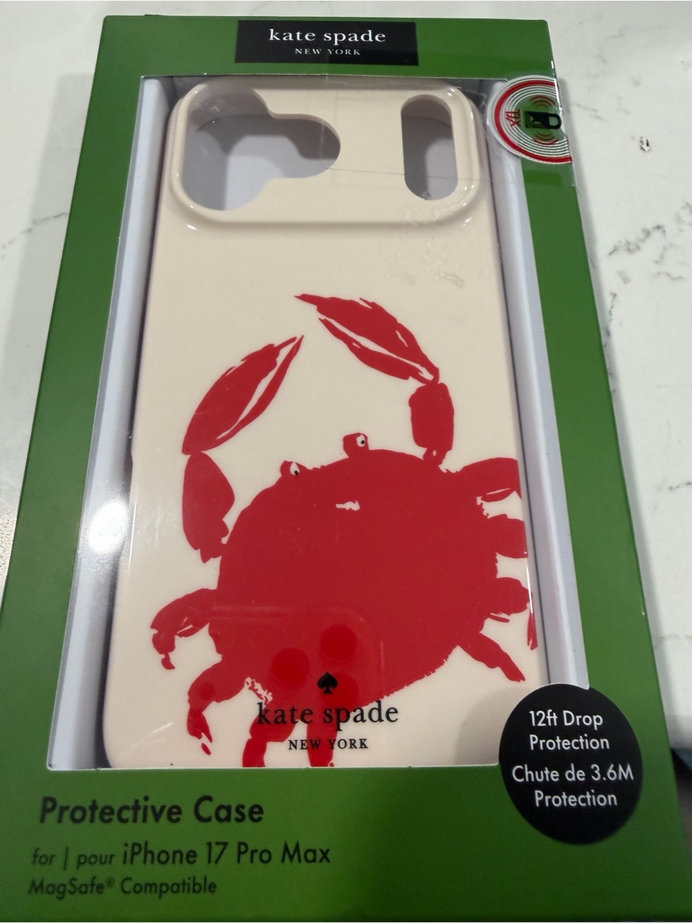 kate spade Cream iPhone 17 Pro Max Protective Case with Red Crab